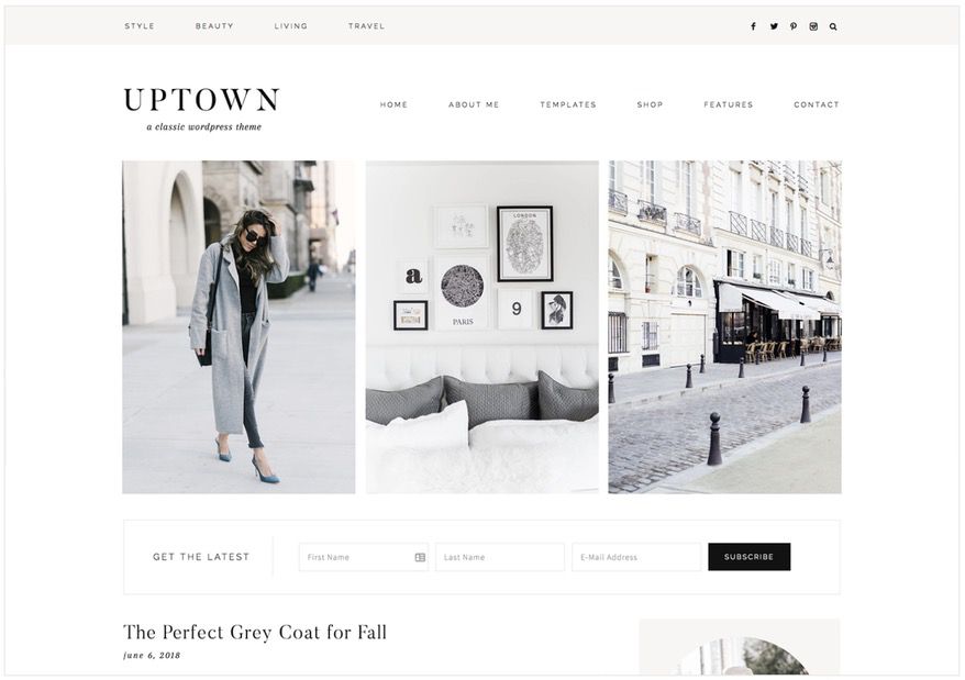 The best feminine WordPress themes for bloggers: Uptown by 17th Avenue