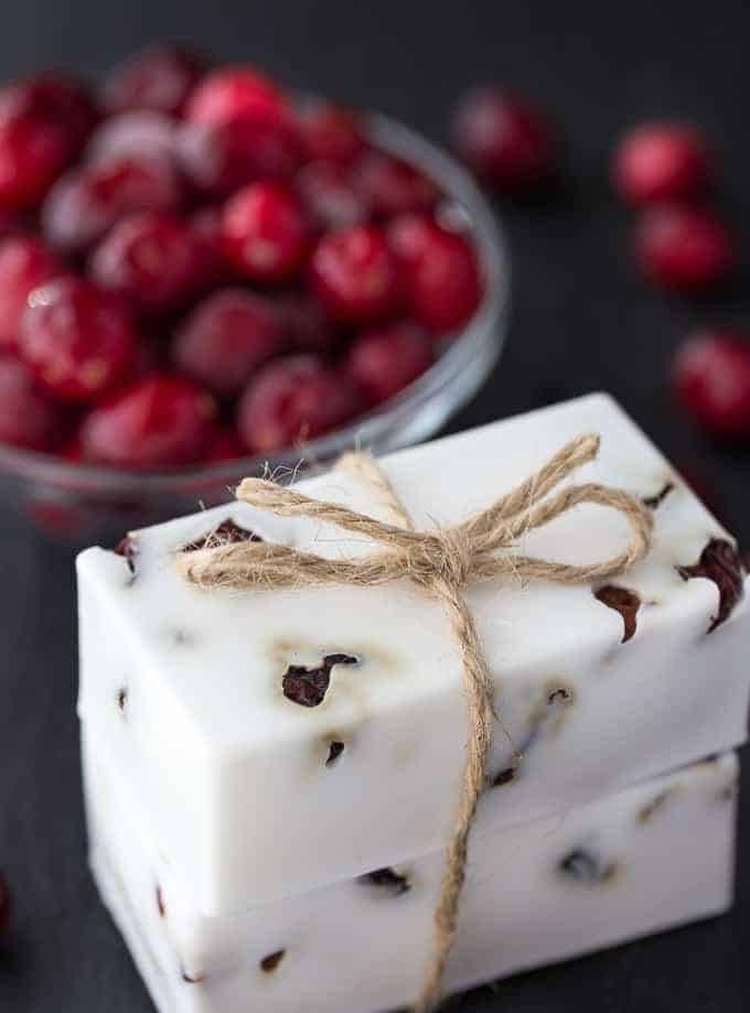 DIY Christmas gift idea for her: Cranberry, Vanilla & Shea Butter Soap