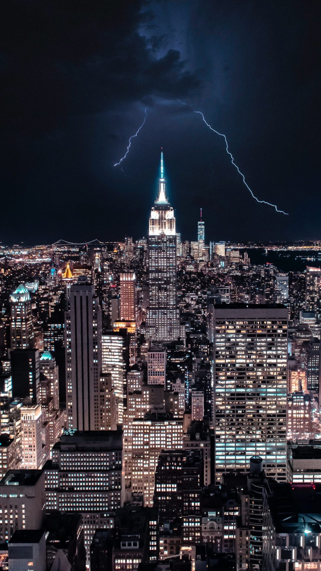 Empire state building with lightning