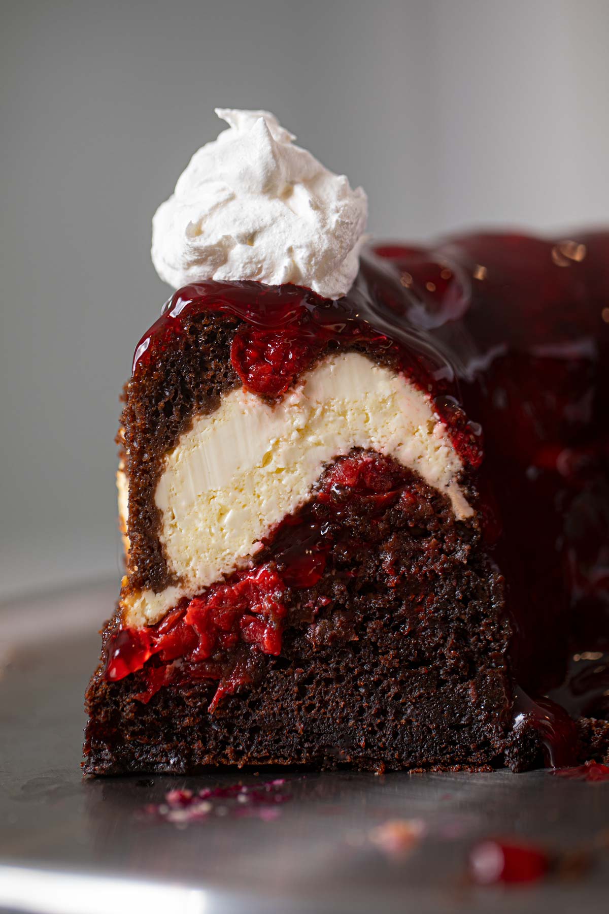 Cherry Chocolate Cream Cheese Bundt Cake 