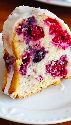 Mixed Berry Bundt Cake with Lemon Glaze