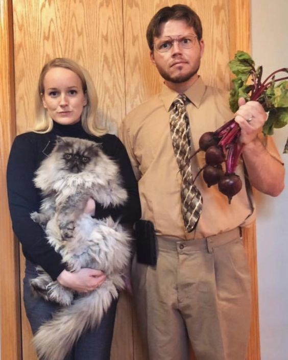 Funny Halloween costume for couples featuring Dwight and Angela