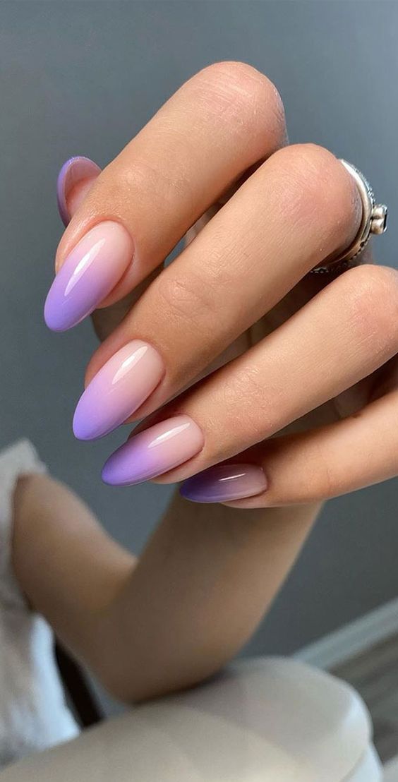 Purple ombre French tip nail designs