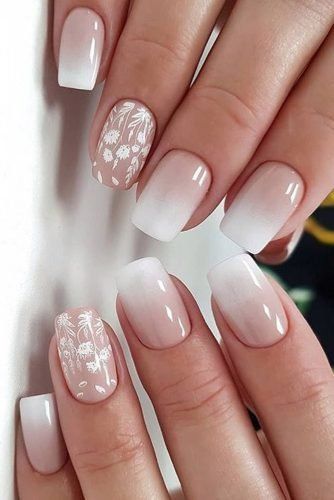 Pink and white acrylic bridal nails 