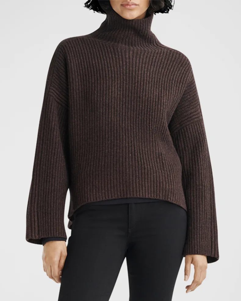 Brown Rag & Bone Connie Ribbed Turtleneck Sweater 