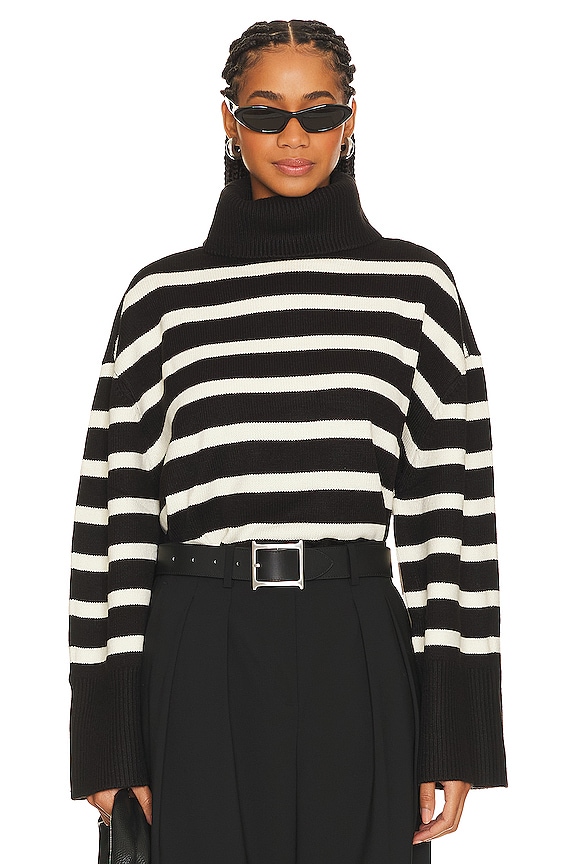 Black and white WeWoreWhat Stripe Turtle Neck 