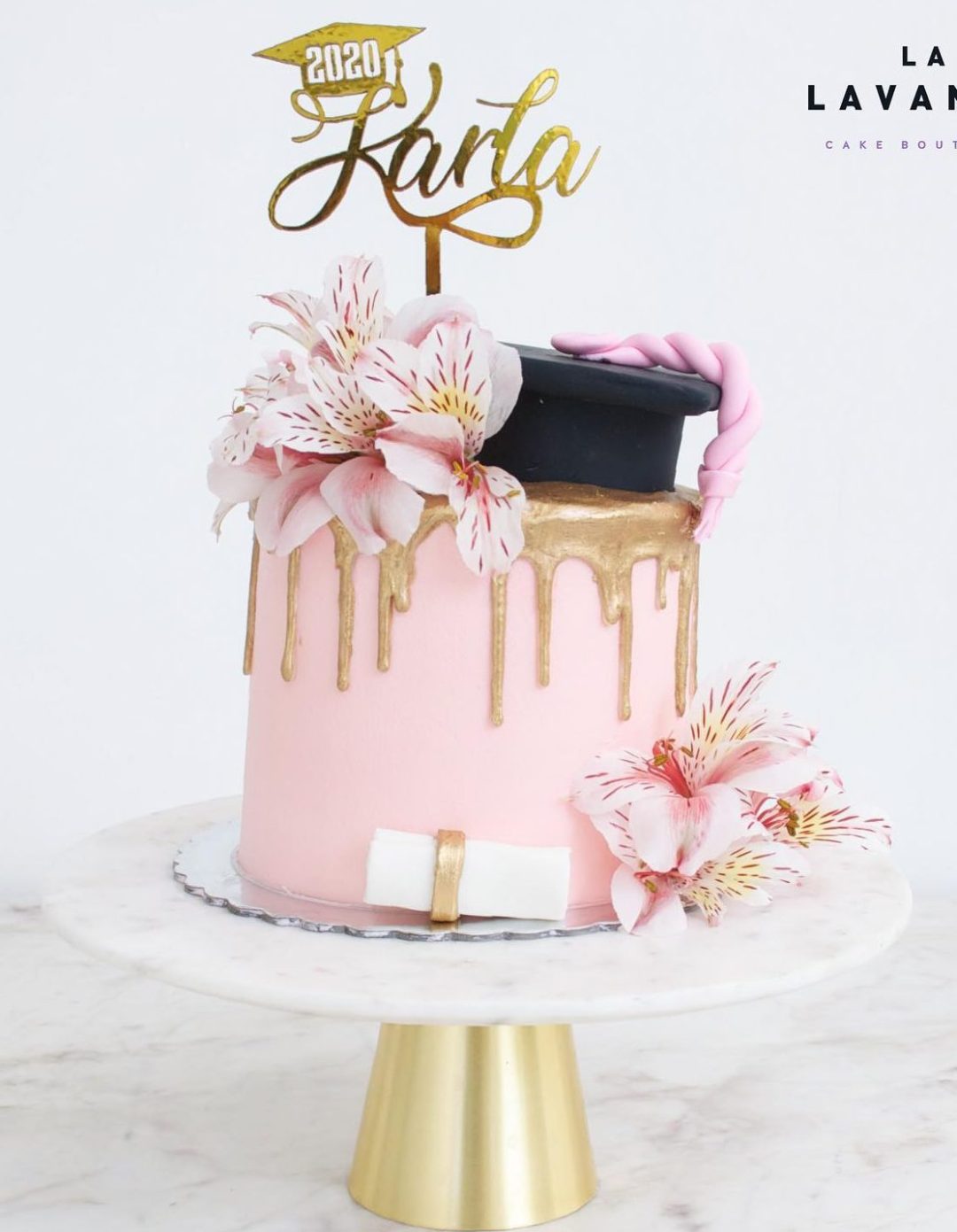 Pink graduation cake