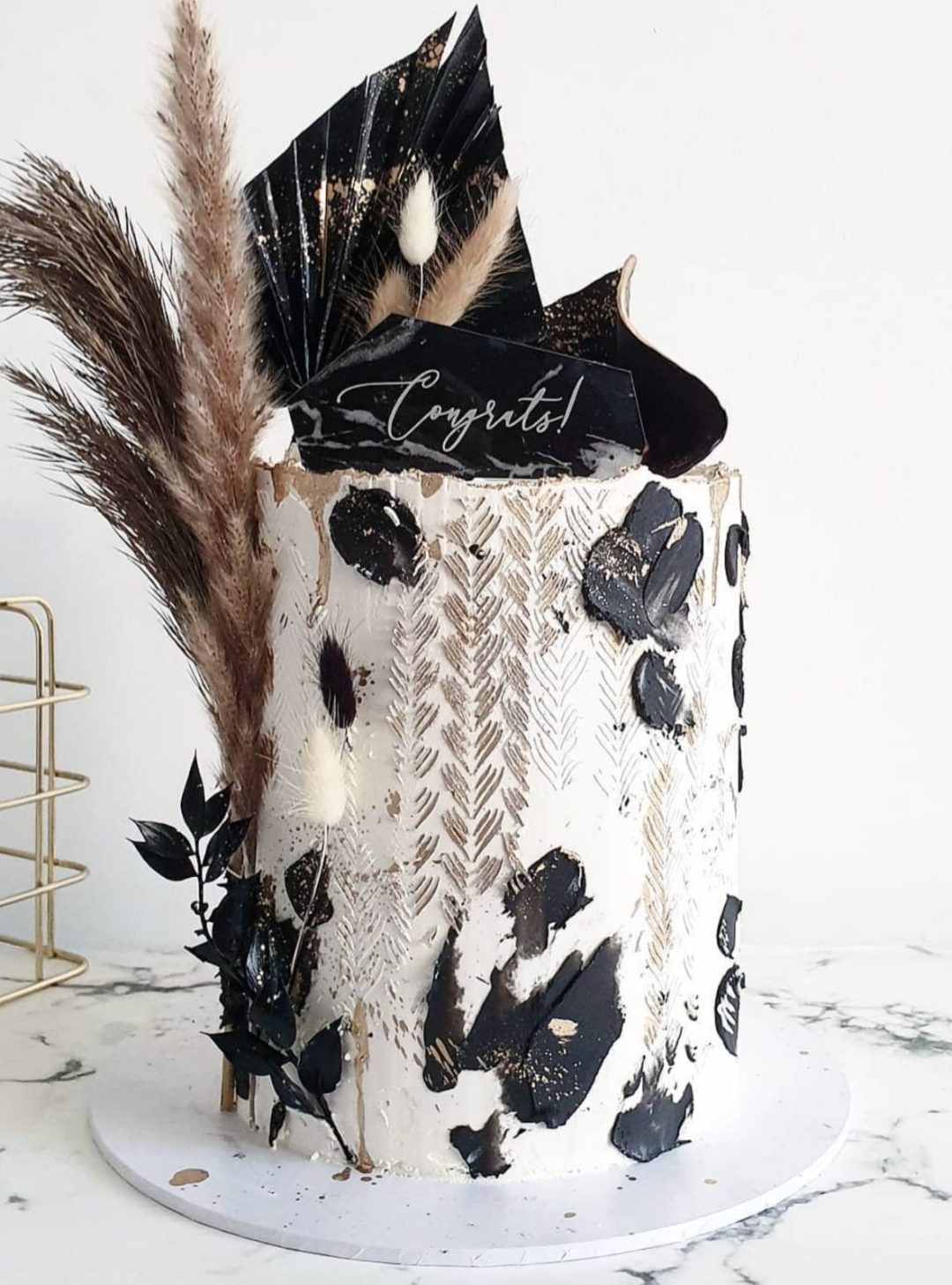Luxury black and white cake