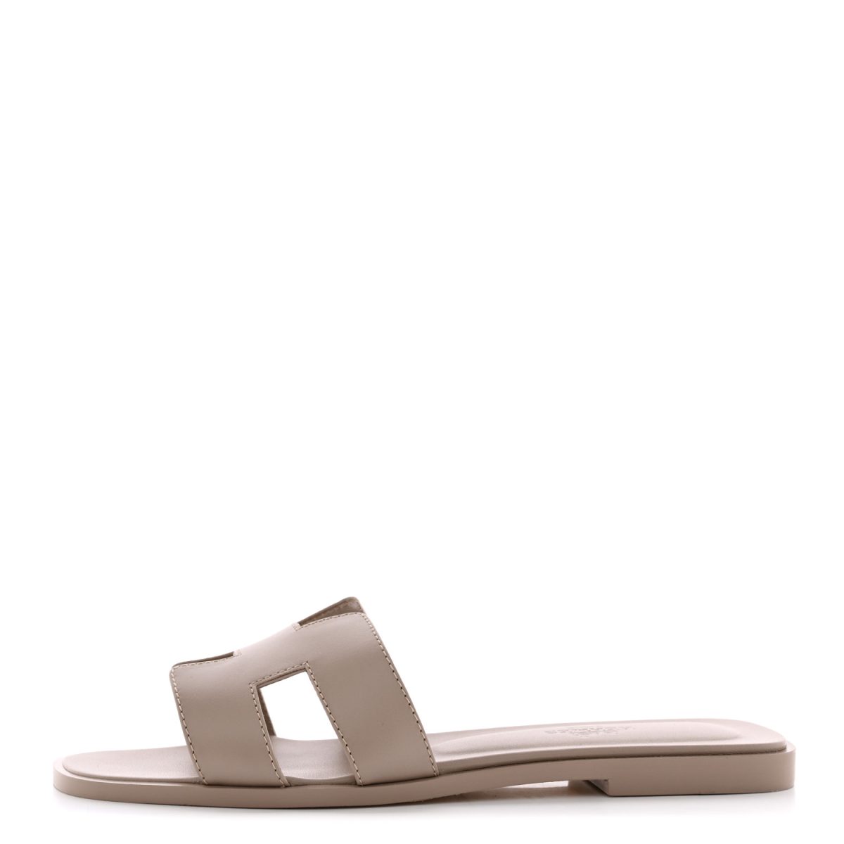 Taupe Hermes Box Calfskin Oran Sandals 