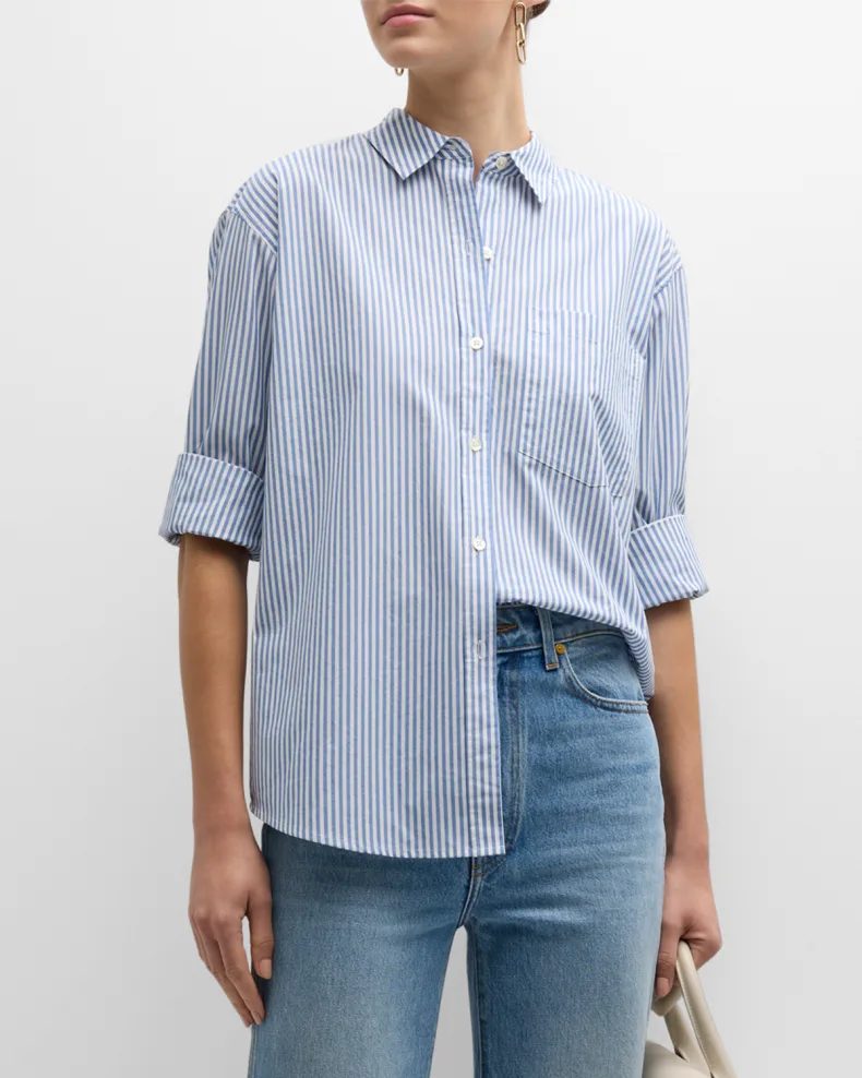 Blue and white Rails Arlo Striped Button-Front Shirt 