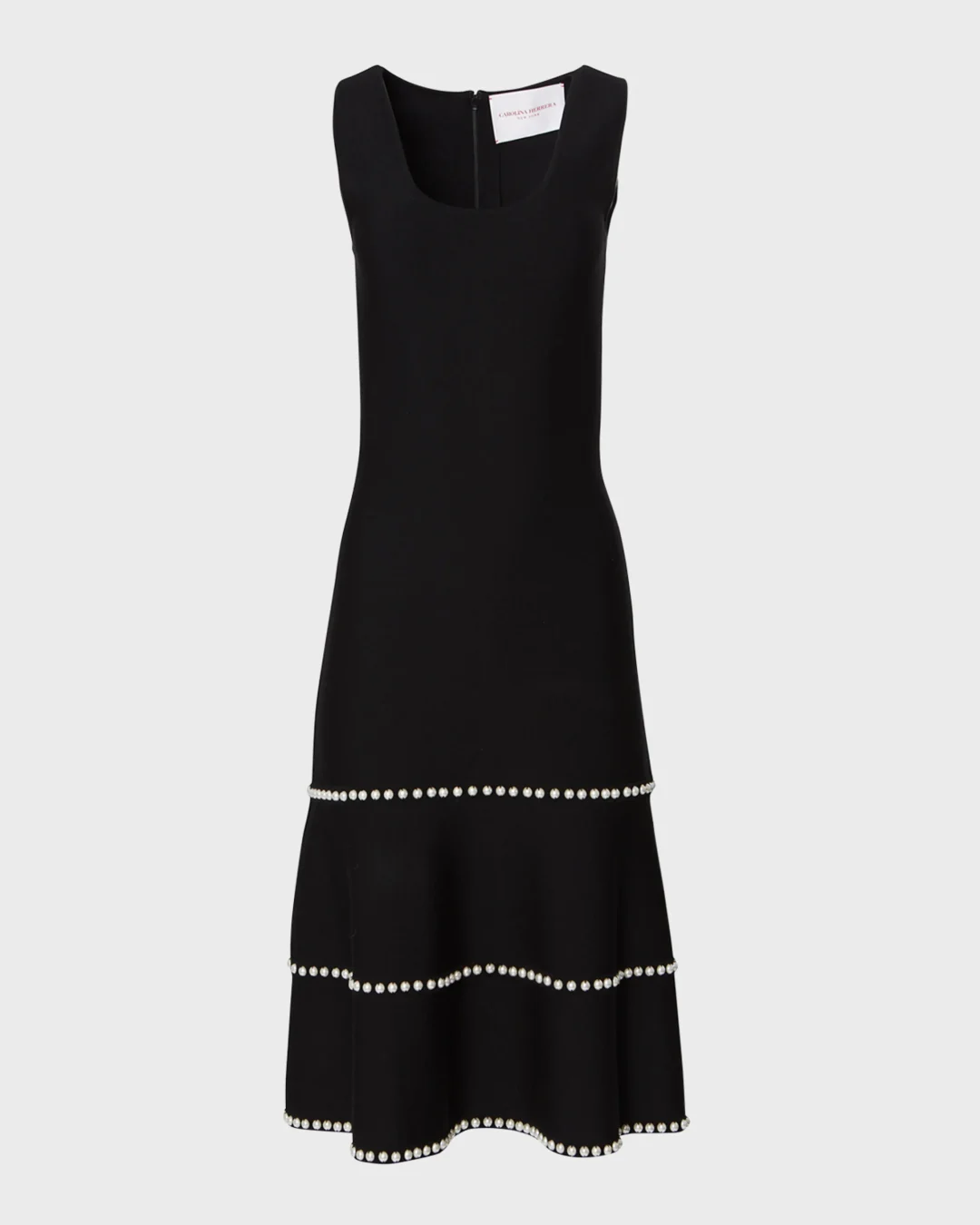 Carolina Herrera Knit Midi Dress with Pearlescent Embellishments