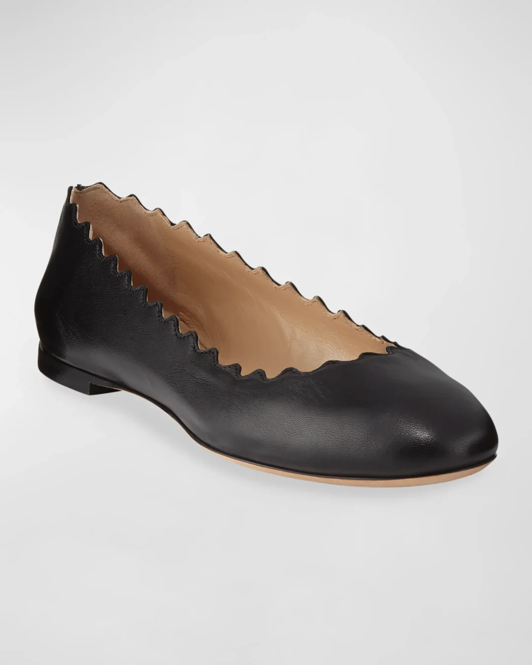 Chloé Lauren Scalloped Leather Ballet Flats