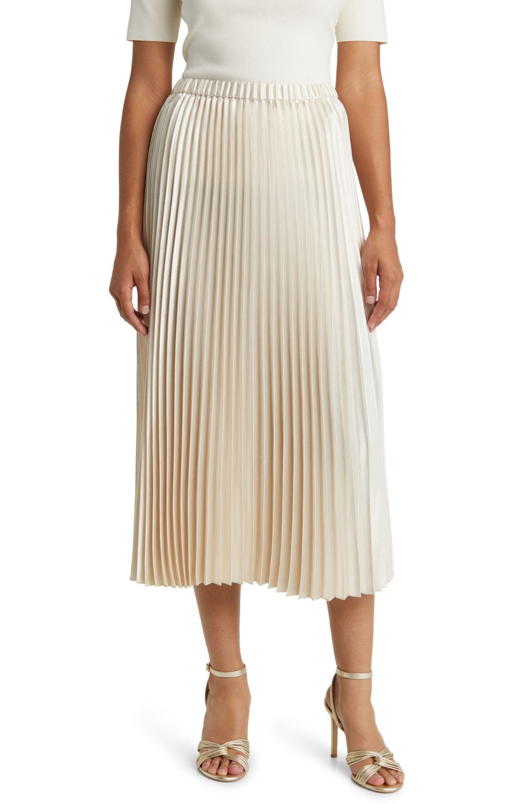 ANNE KLEIN Pleated Satin Skirt