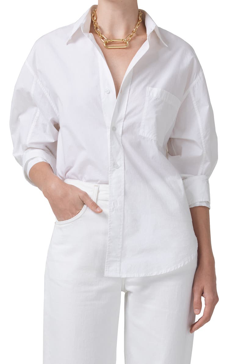 White Citizens of Humanity Kayla Oversize Poplin Button-Up Shirt 