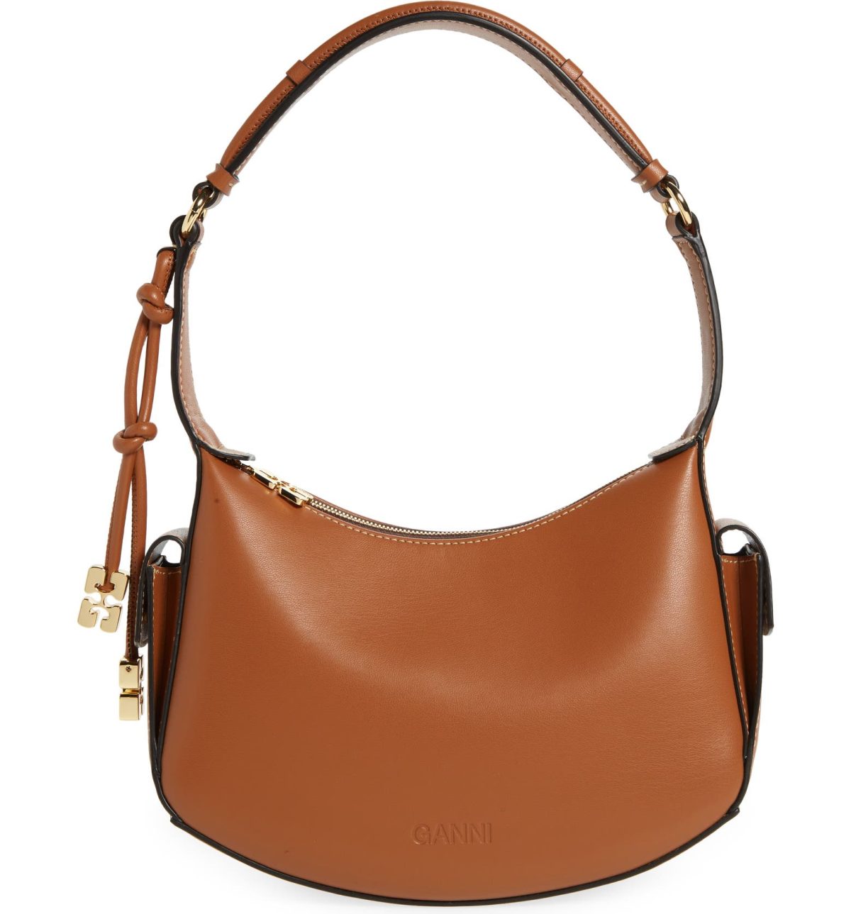 Tan Ganni Leather Shoulder Bag 