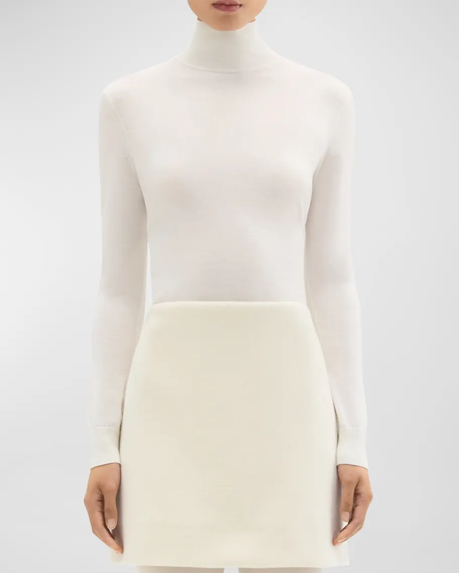 White Theory Regal Wool Turtleneck Sweater 