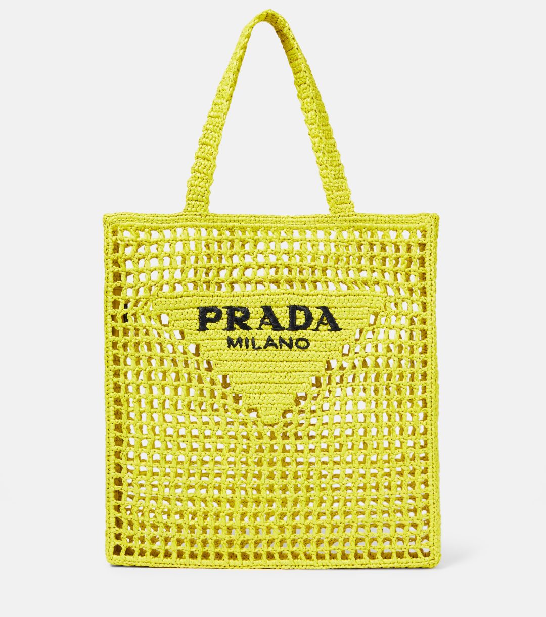 Prada Green Raffia Tote Bag