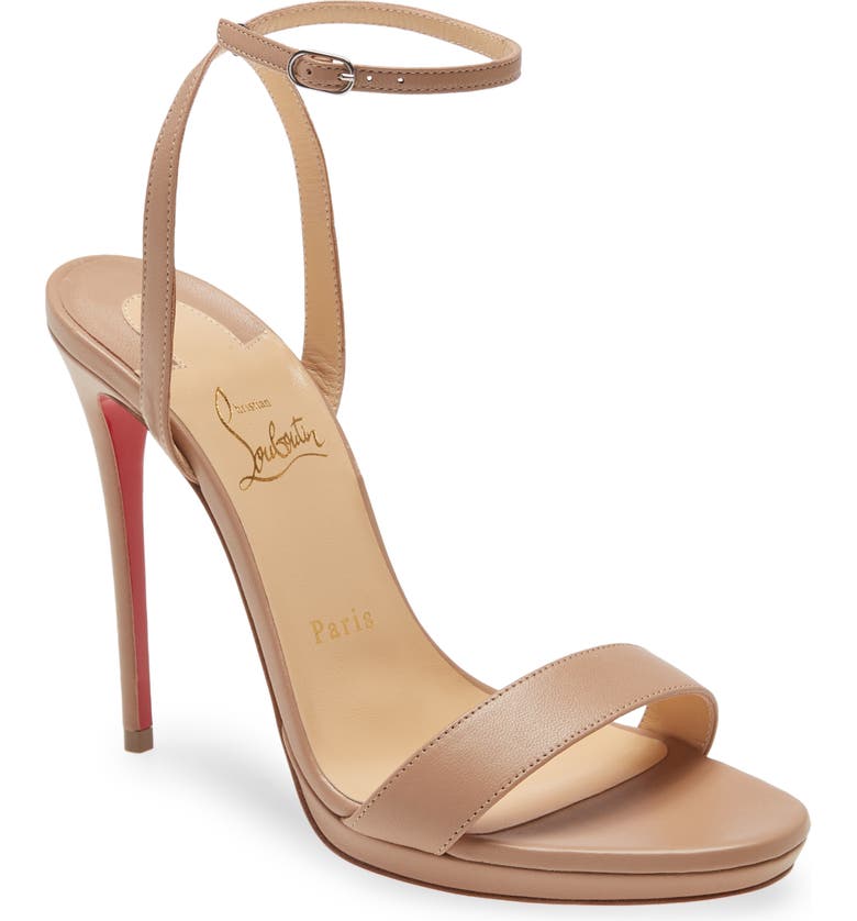 Beige Louboutin Loubi Queen Ankle Strap Sandal 