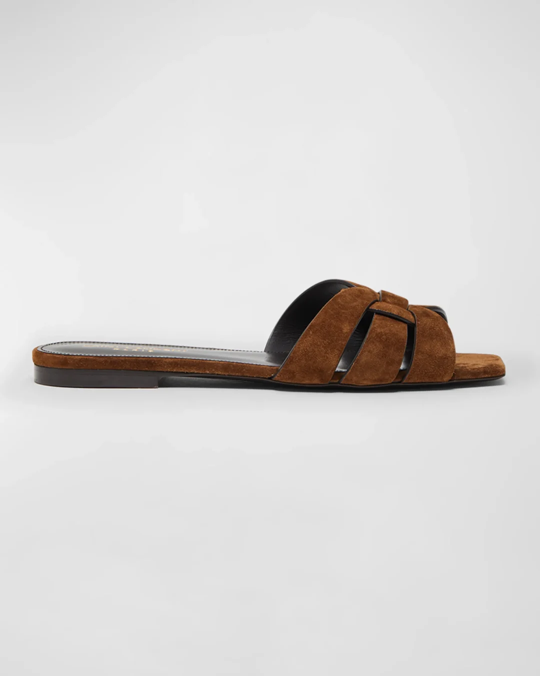 Saint Laurent Tribute Suede Flat Slide Sandals