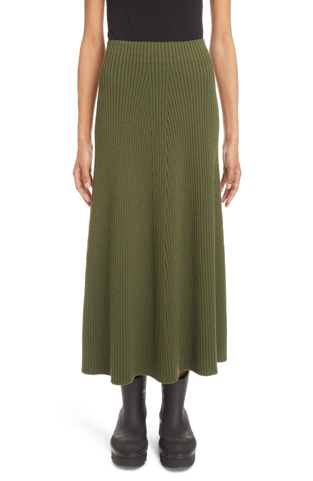 Chloé Directional Rib Wool A-Line Skirt