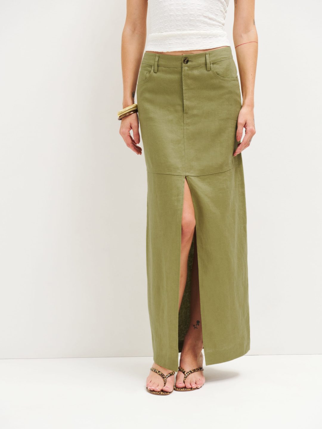 Reformation Tazz Maxi Linen Skirt 