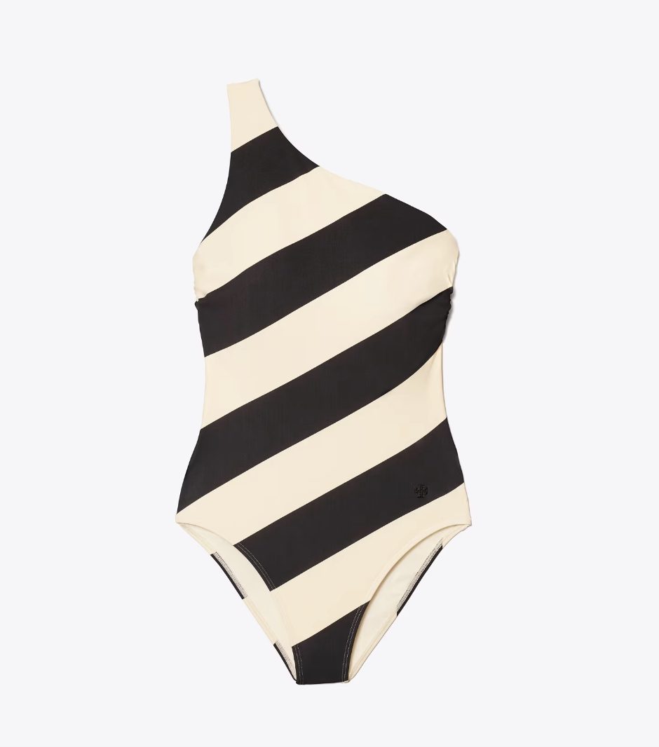 Tory Burch PRINTED ONE SHOULDER ONE-PIECE SWIMSUIT