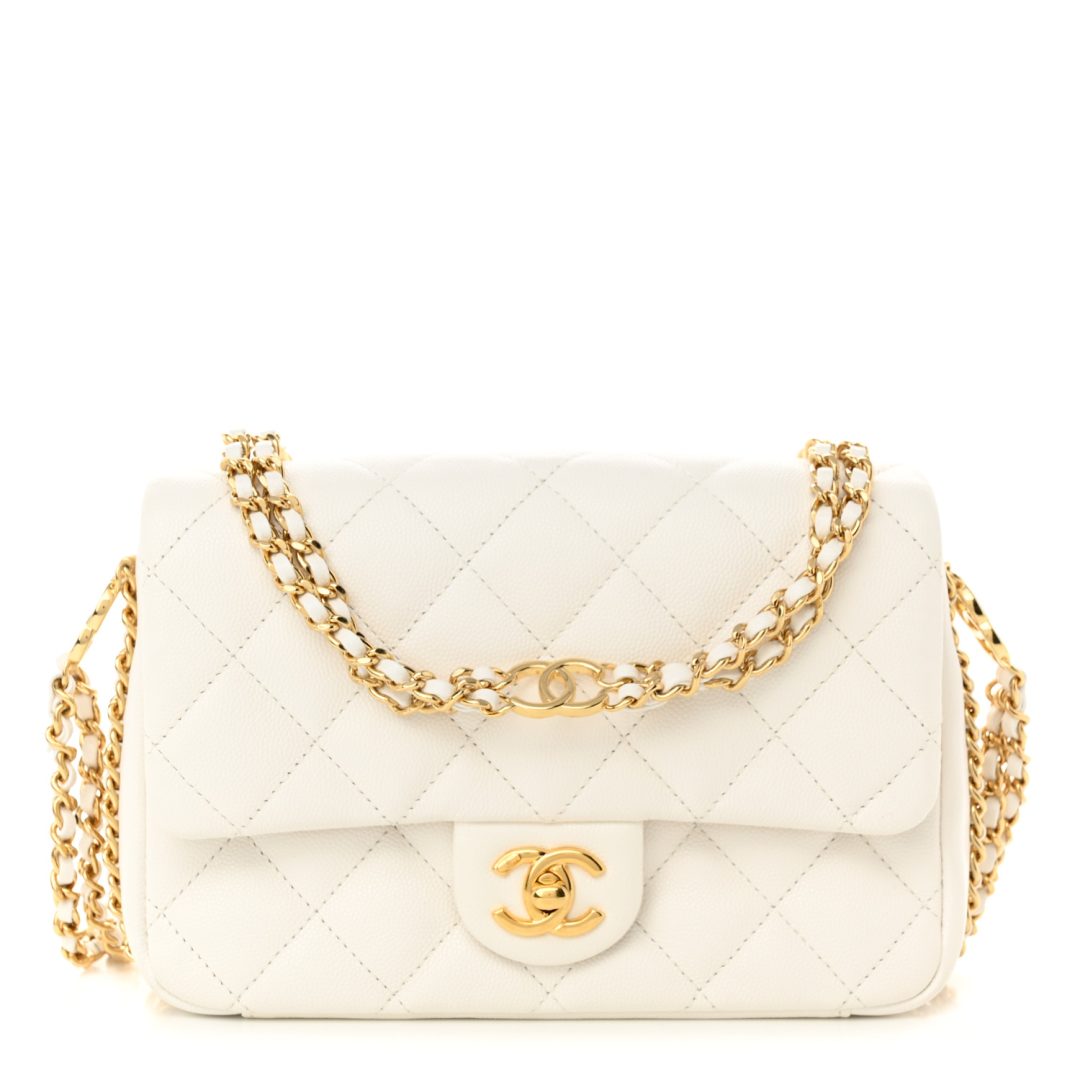 Chanel Caviar Quilted CC You Small Flap White