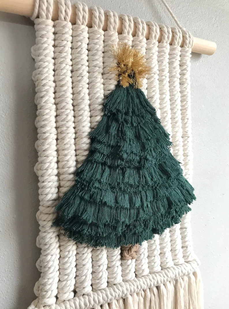 Boho Macrame Christmas Tree Wall Art