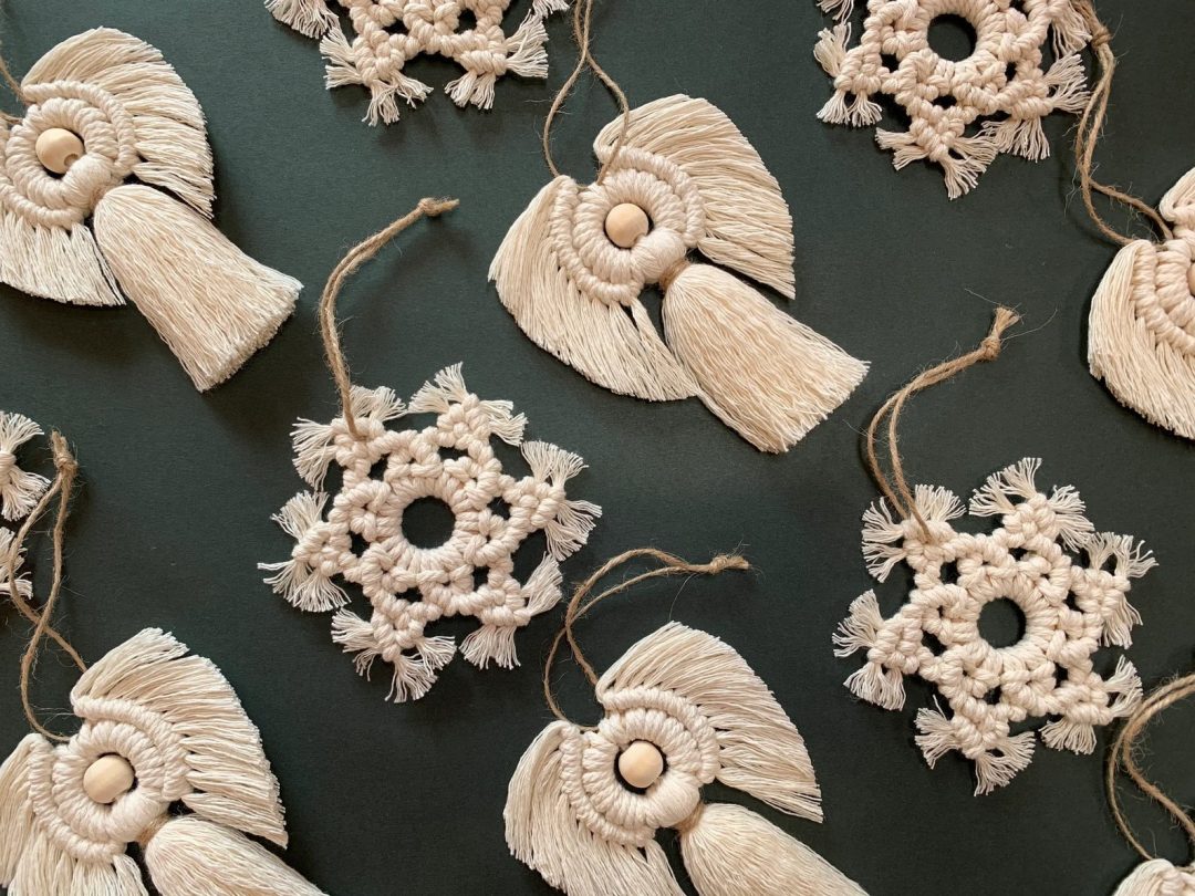 Boho Macrame Snowflake and Angel Ornaments