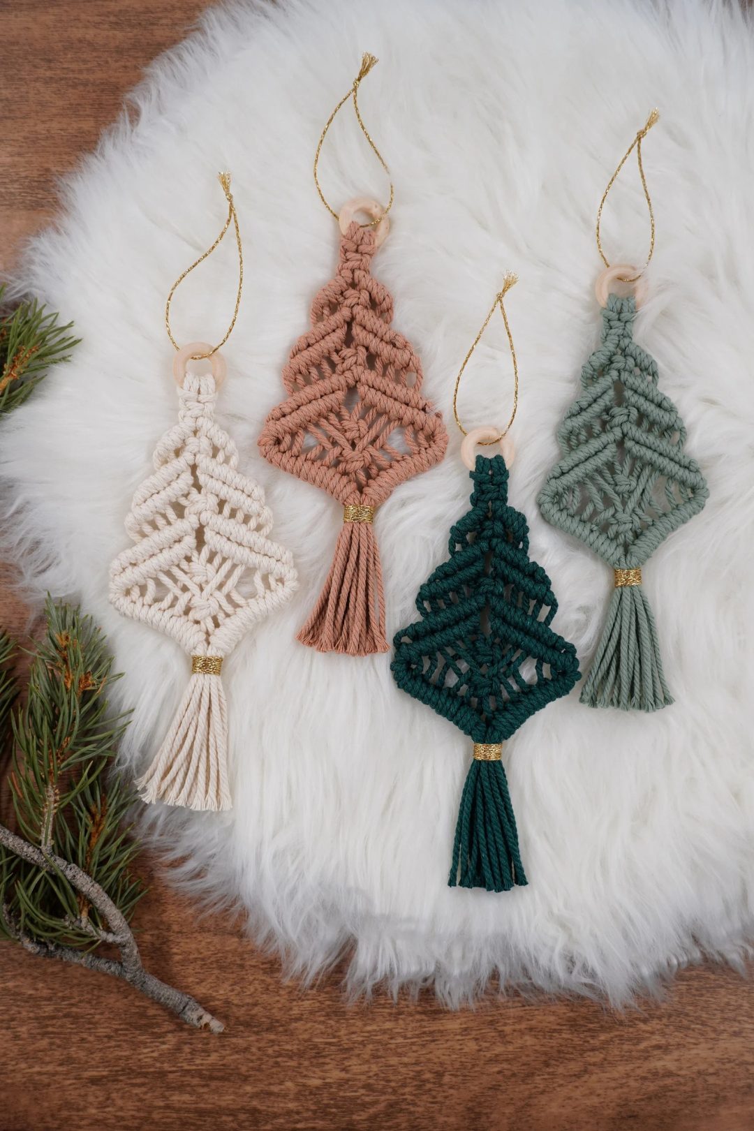 Boho Macrame Christmas Tree Ornaments