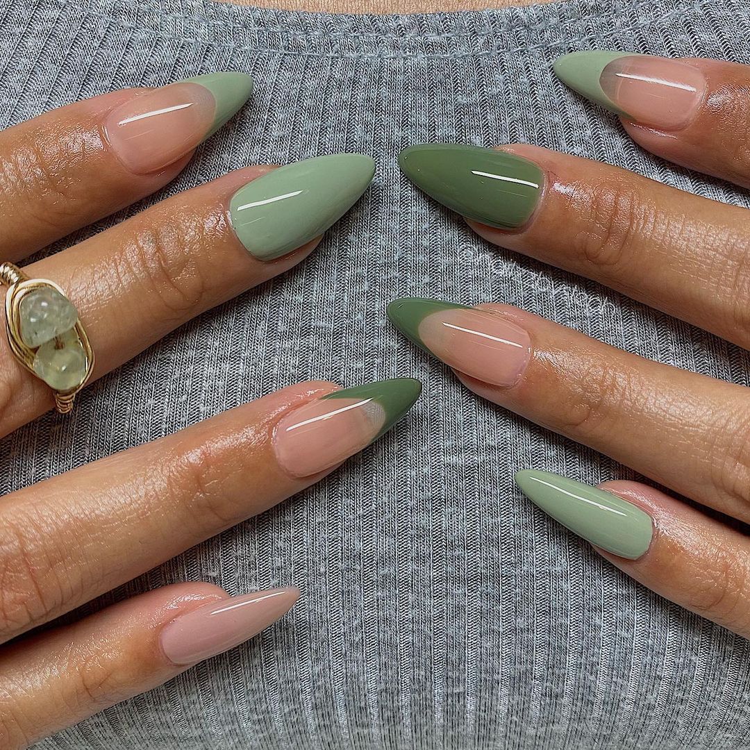 Olive green nails