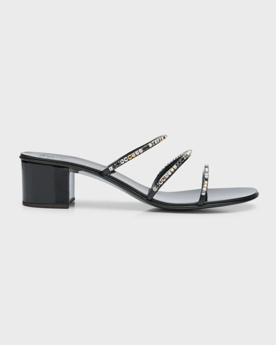 Giuseppe Zanotti Crystal Trio Patent Slide Sandals