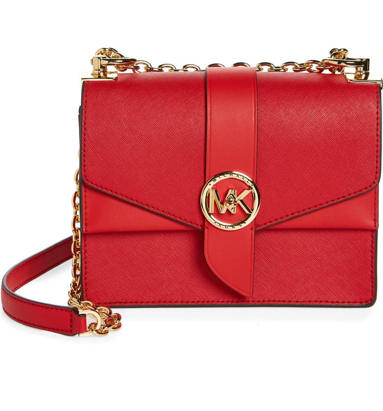 Red Michael Kors Greenwich Small Convertible Crossbody Bag 