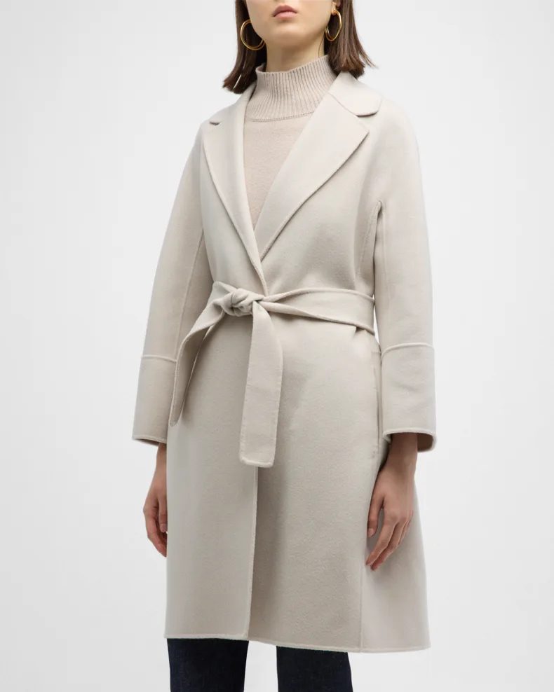 White Max Mara Arona Self-Tie Wool Coat 