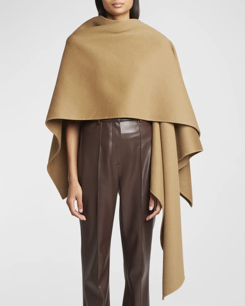 Camel Nanushka Silk-Wool Cape 