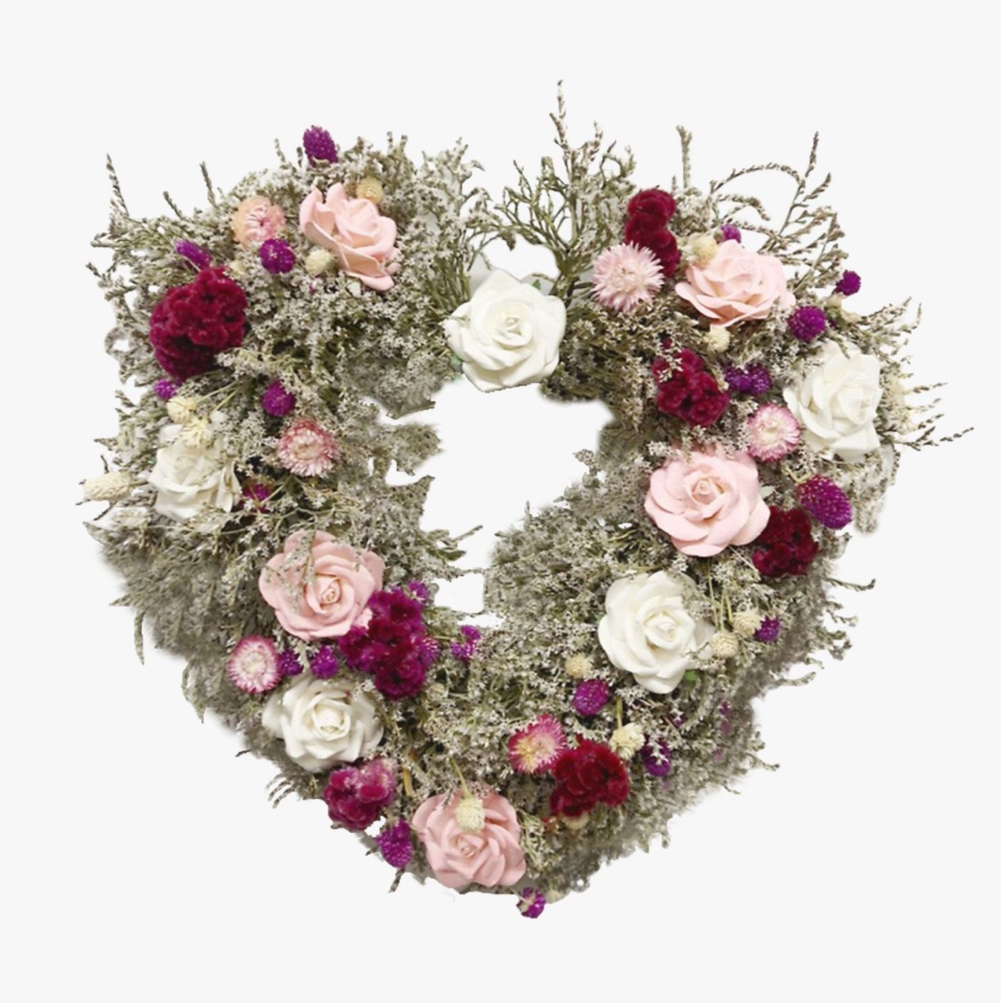 Dried flower heart wreath