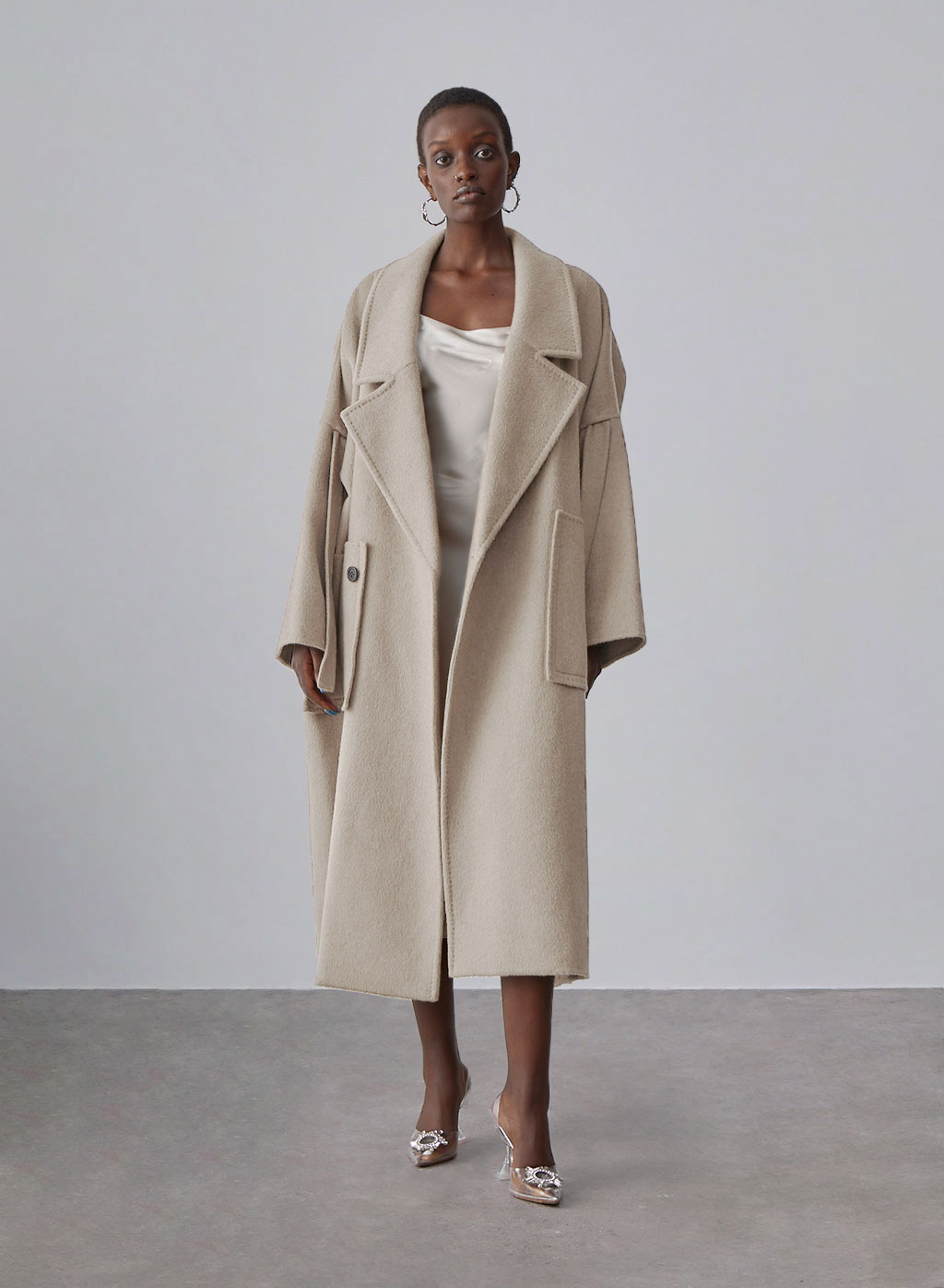 Oversized Maxi Coat Beige