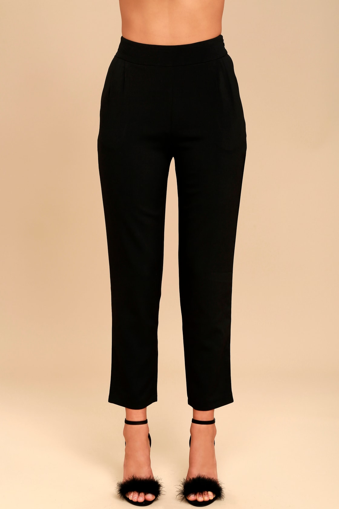 Lulus Kick It Black High-Waisted Trouser Pants