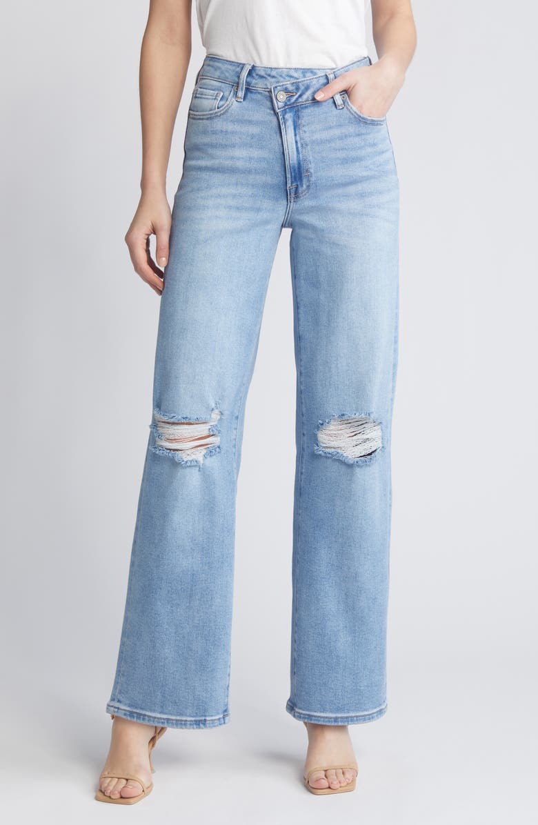 Light blue Hidden Jeans Ripped Crossover Straight Leg Jeans 