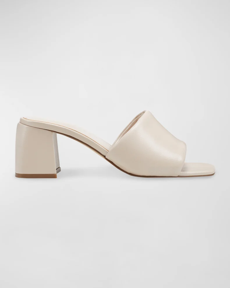 Ivory Marc Fisher LTD Nombra Padded Leather Mule Sandals 