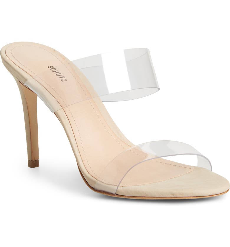 Nude and clear Schutz Ariella Stiletto Sandal 