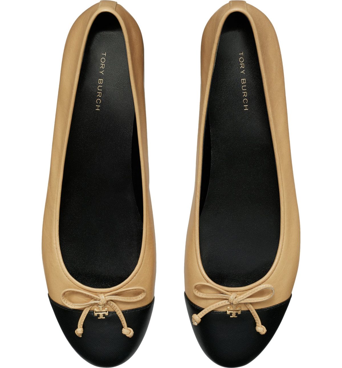 Tory Burch Bow Logo Cap Toe Ballet Flats