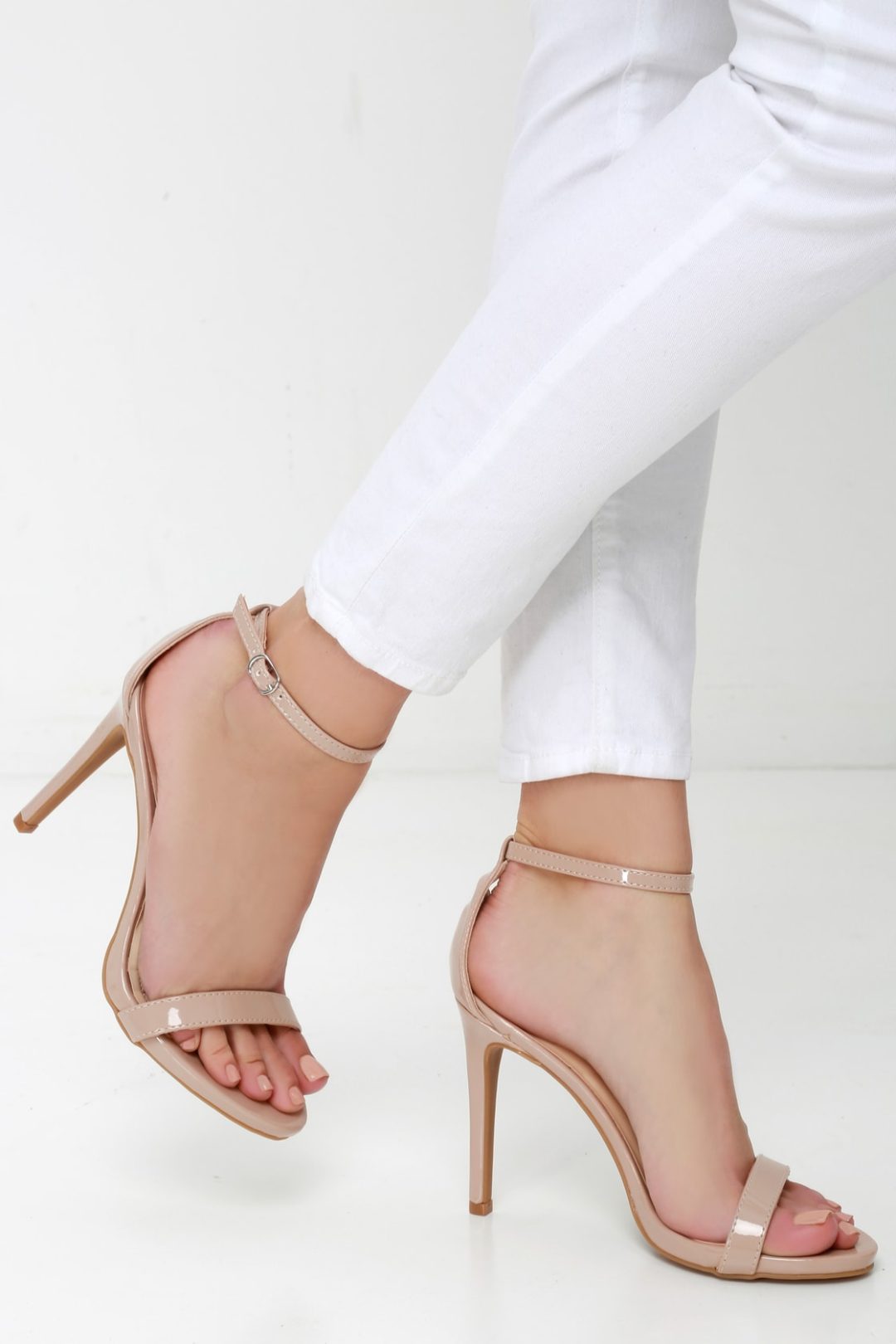 Ankle strap nude heels