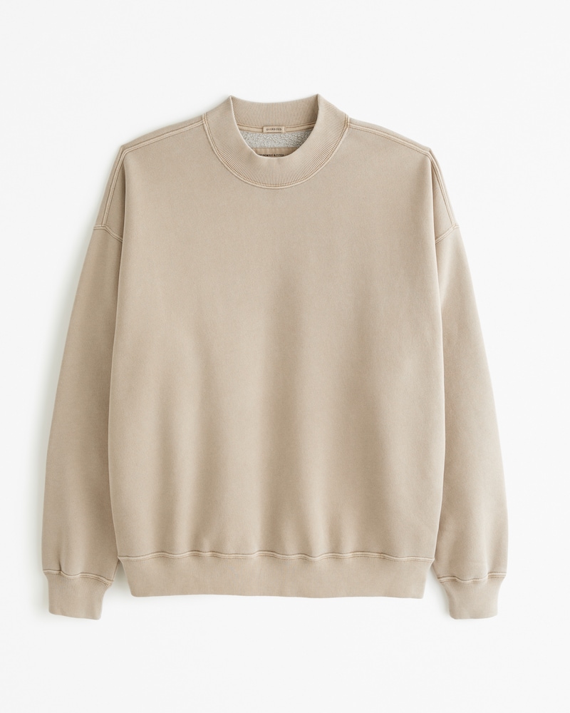 Beige Abercrombie Essential Crew Sweatshirt 