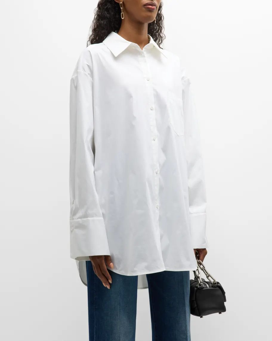 White Alice & Olivia Finely Oversized Button-Front Shirt 