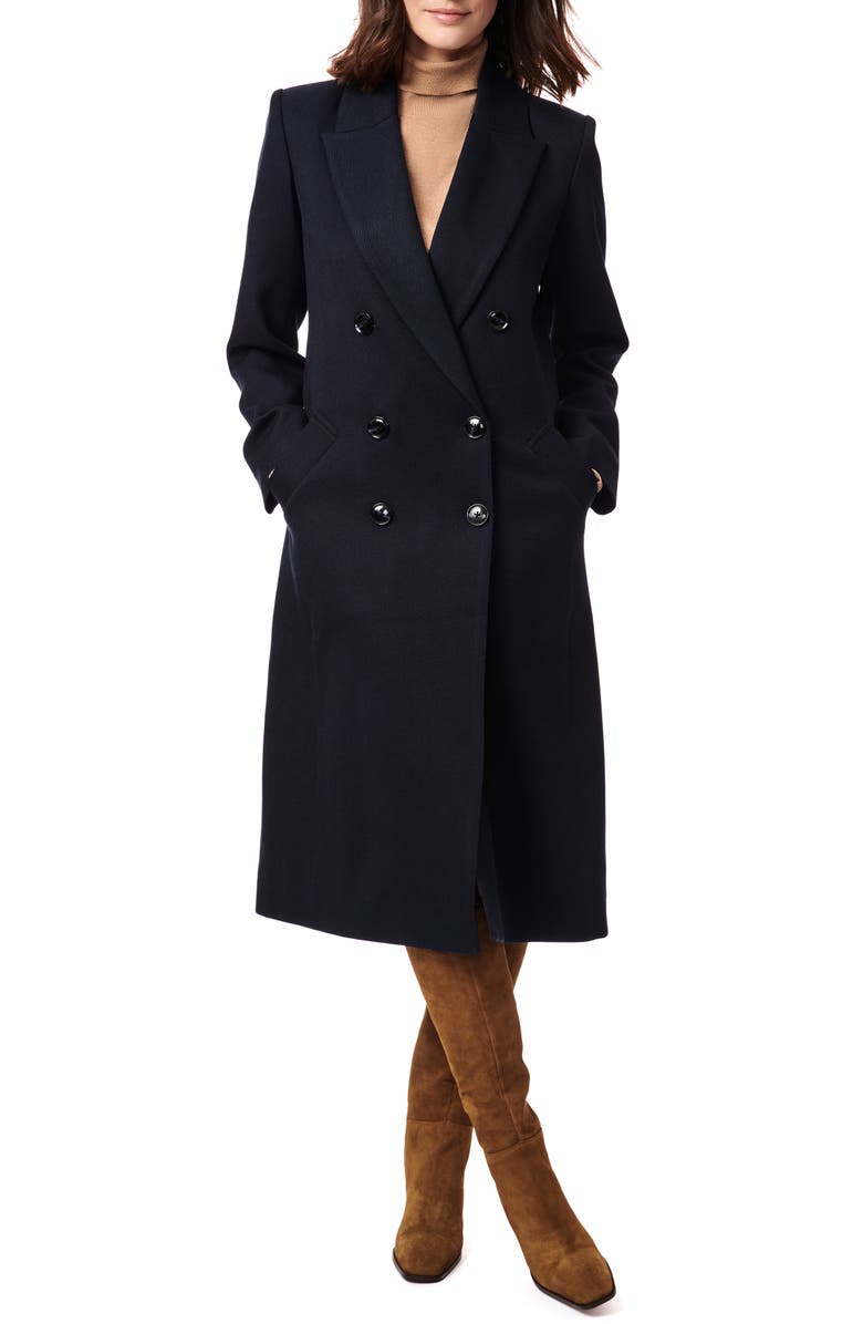 Navy Bernardo Double Breasted Twill Coat 