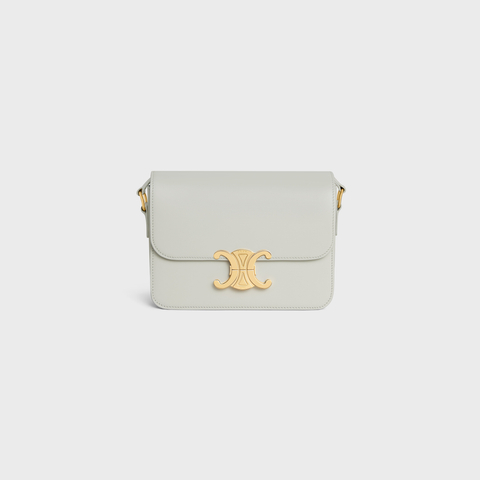 Pale grey Celine Teen Triomphe Bag In Shiny Calfskin 