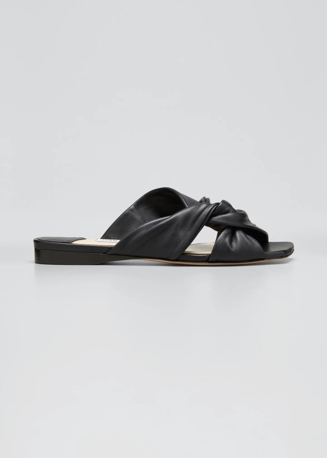 Black Jimmy Choo Narisa Knotted Leather Flat Sandals 