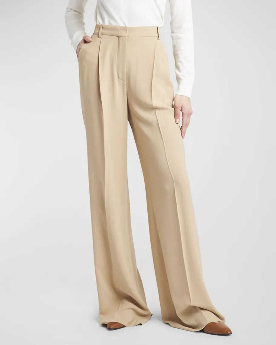 Beige Loro Piana Jail Chalk Striped Wide-Leg Pants 