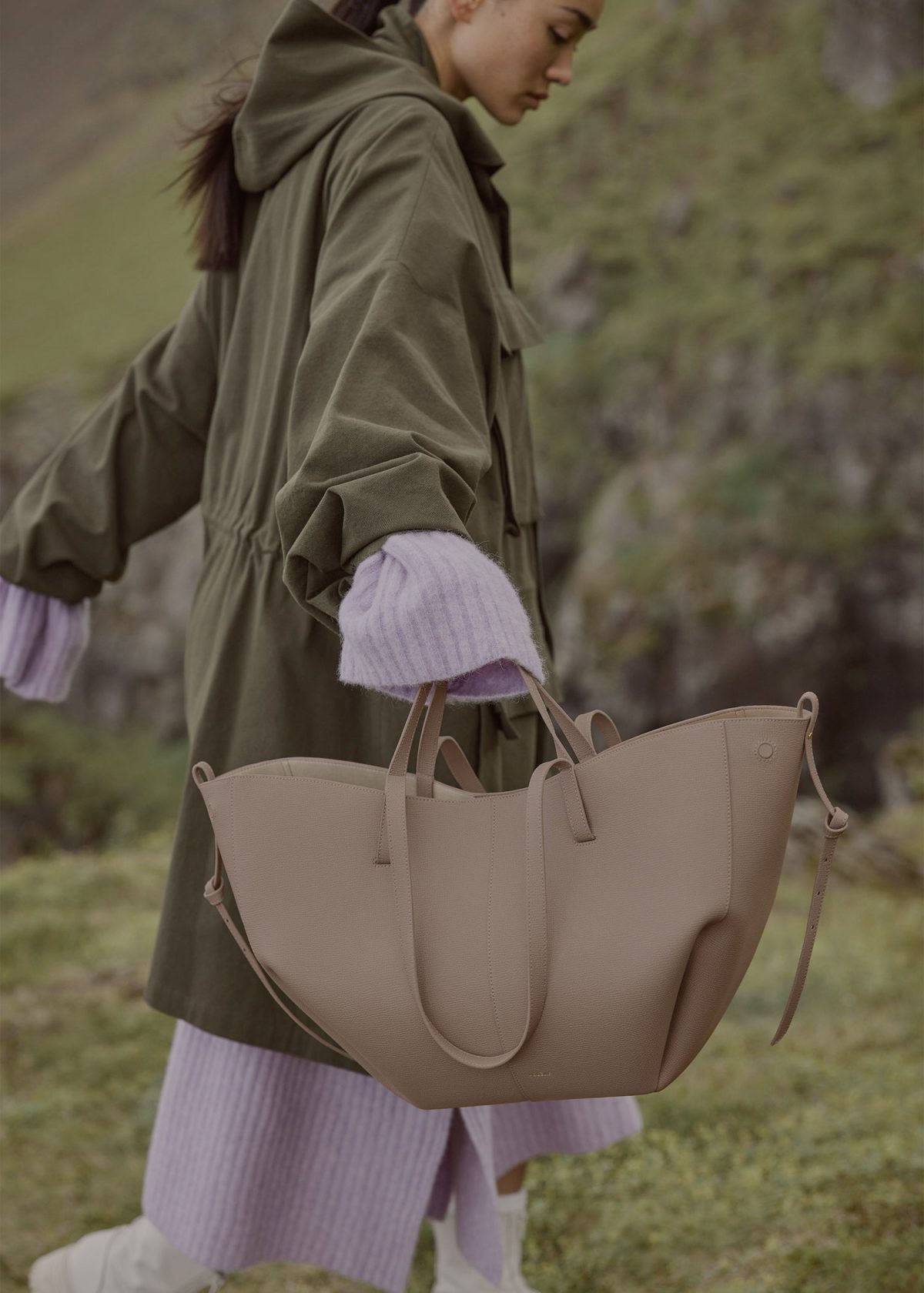 Taupe Polene Cyme Tote Bag